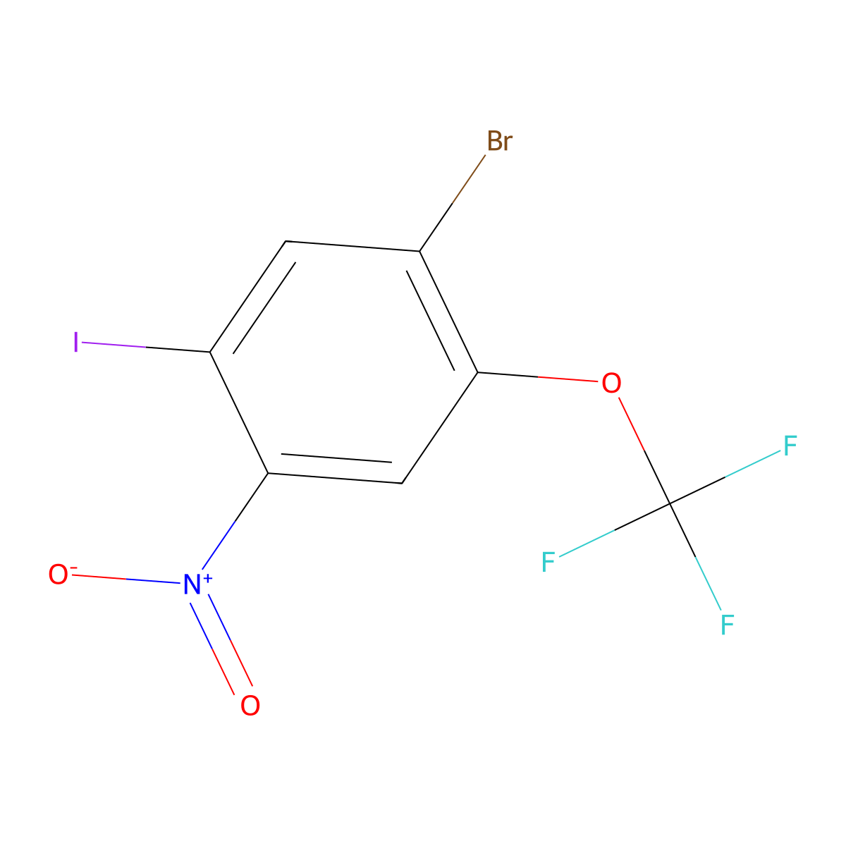1-Bromo-5-iodo-4-nitro-2-(trifluoromethoxy)benzene molecular structure, CAS 1187386-19-1