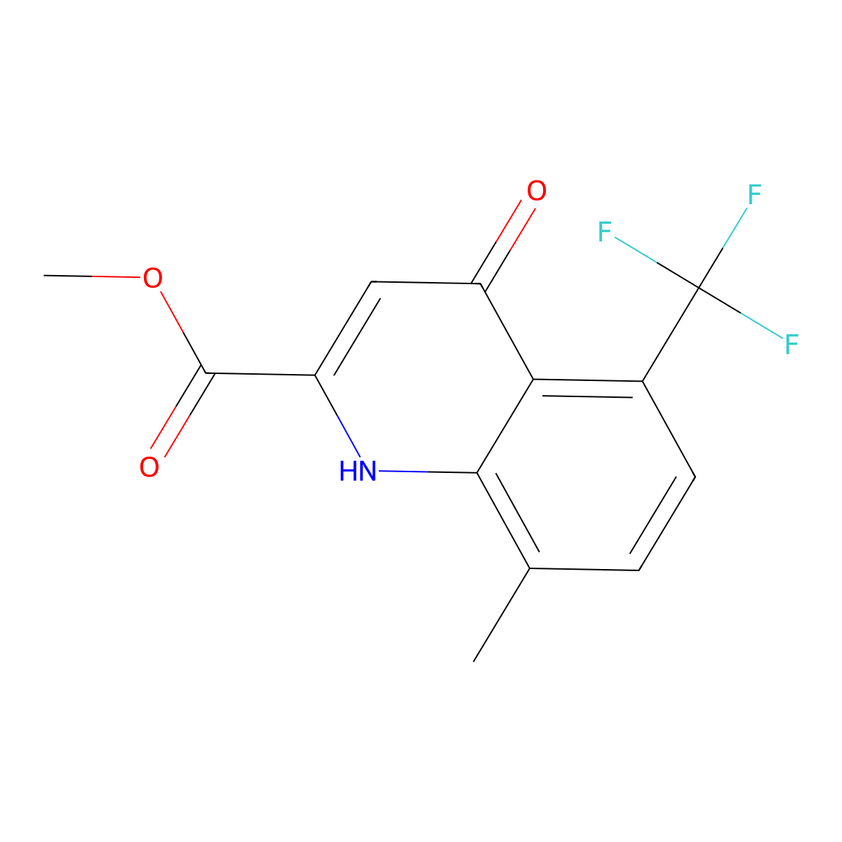 Methyl 8-methyl-4-oxo-5-(trifluoromethyl)-1,4-dihydroquinoline-2-carboxylate molecular structure, CAS 1187386-20-4