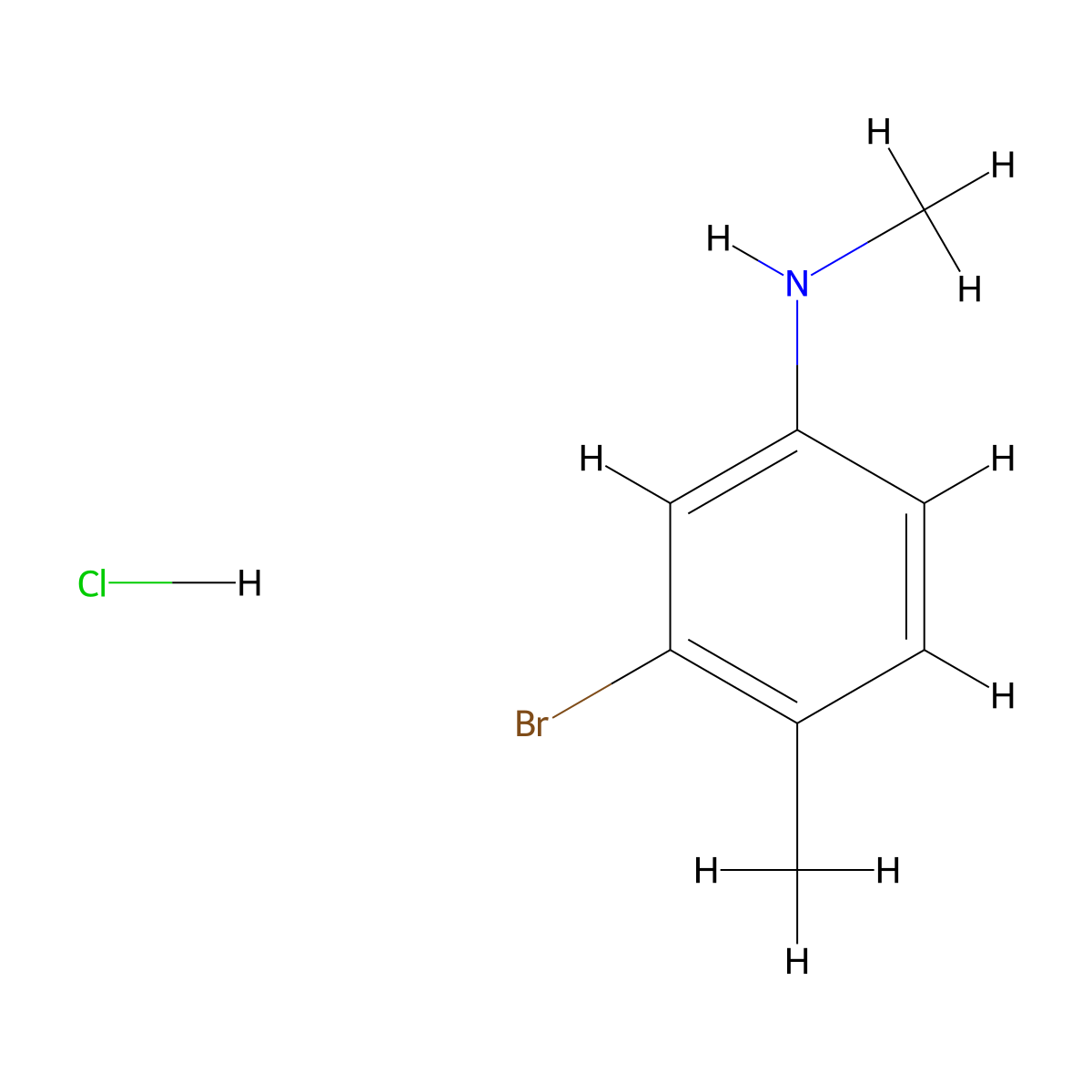 3-Bromo-N,4-dimethylaniline hydrochloride molecular structure, CAS 1187386-24-8