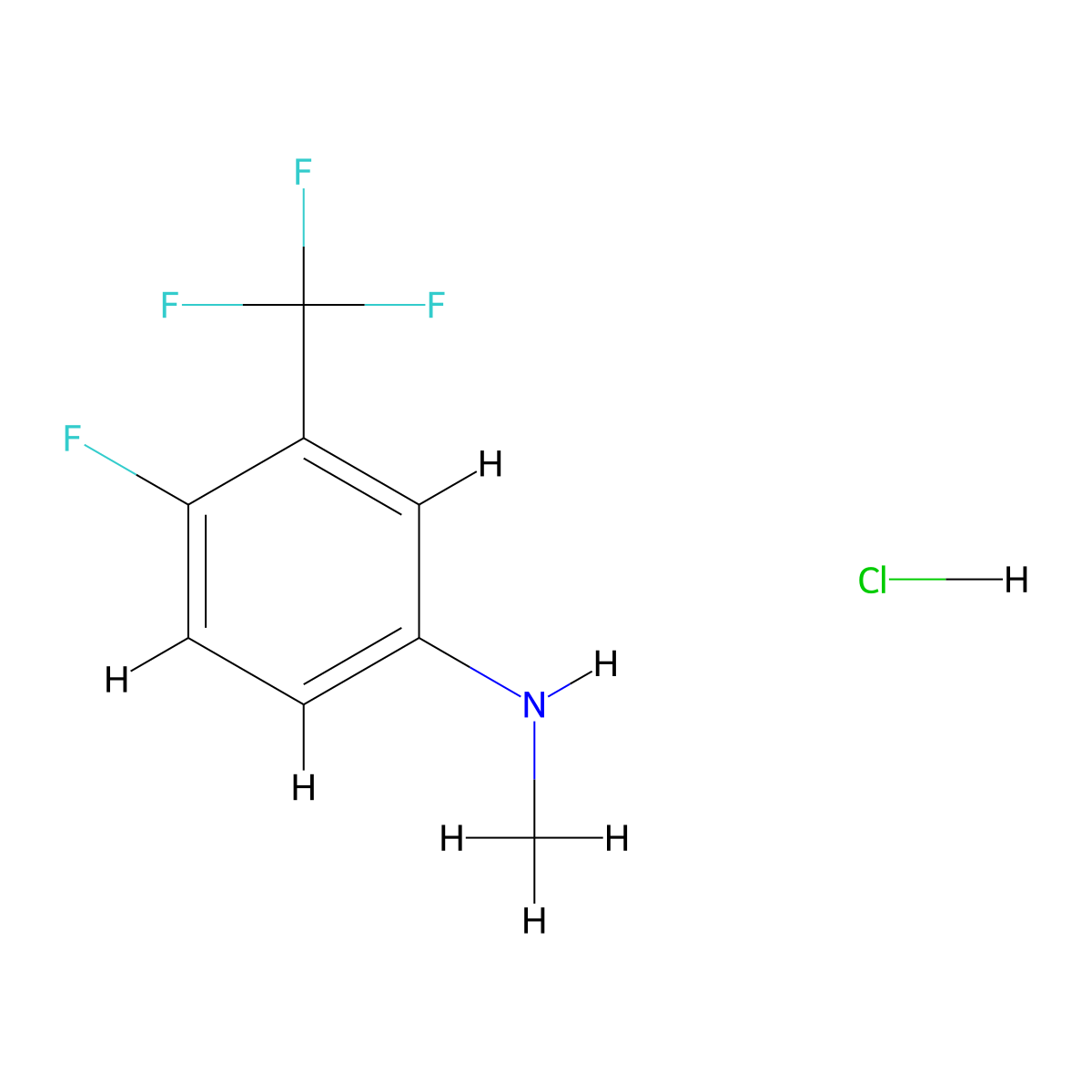 4-fluoro-N-methyl-3-(trifluoromethyl)aniline hydrochloride molecular structure, CAS 1187386-25-9