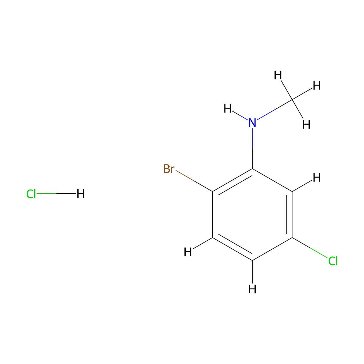 2-Bromo-5-chloro-N-methylaniline hydrochloride molecular structure, CAS 1187386-26-0