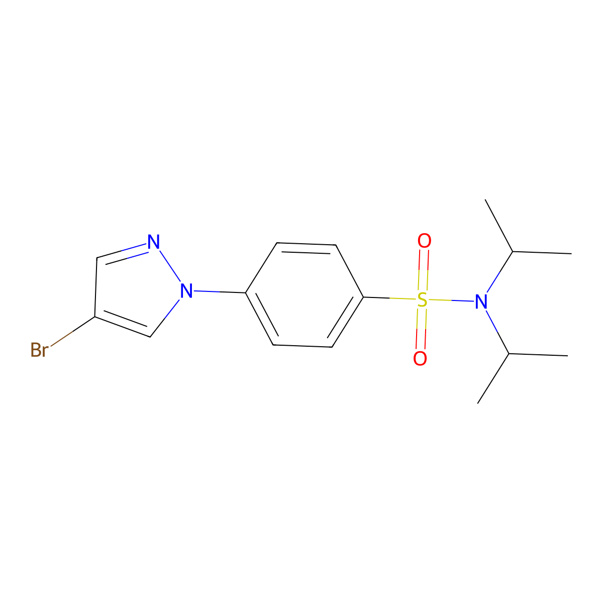 N,N-Diisopropyl 4-(4-Bromopyrazol-1-yl)benzenesulfonamide molecular structure, CAS 1187386-27-1