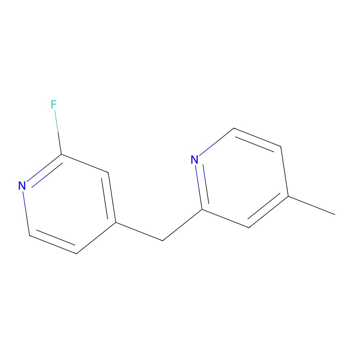 2-Fluoro-4-((4-methylpyridin-2-YL)methyl)pyridine molecular structure, CAS 1187386-28-2