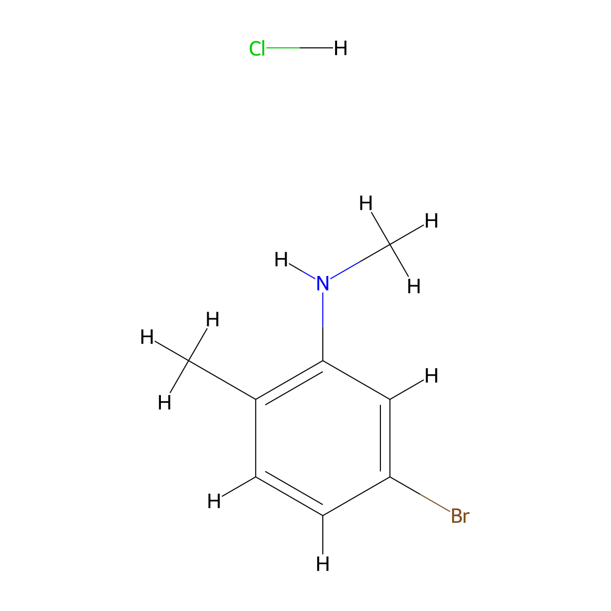 5-bromo-N,2-dimethylaniline hydrochloride molecular structure, CAS 1187386-32-8