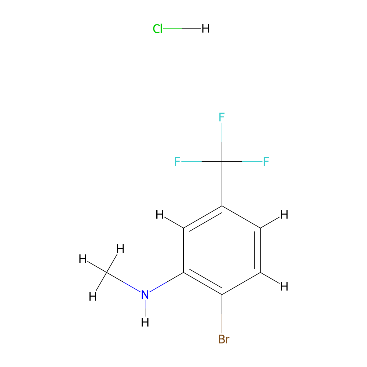 2-Bromo-N-methyl-5-(trifluoromethyl)aniline hydrochloride molecular structure, CAS 1187386-33-9