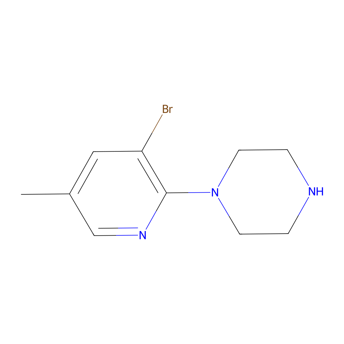1-(3-Bromo-5-methylpyridin-2-yl)piperazine molecular structure, CAS 1187386-35-1