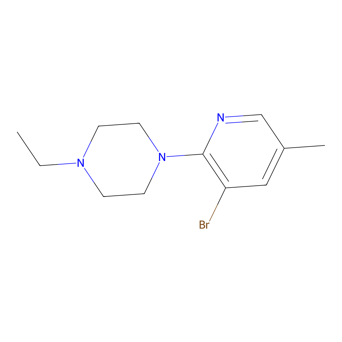 1-(3-Bromo-5-methylpyridin-2-yl)-4-ethylpiperazine molecular structure, CAS 1187386-39-5