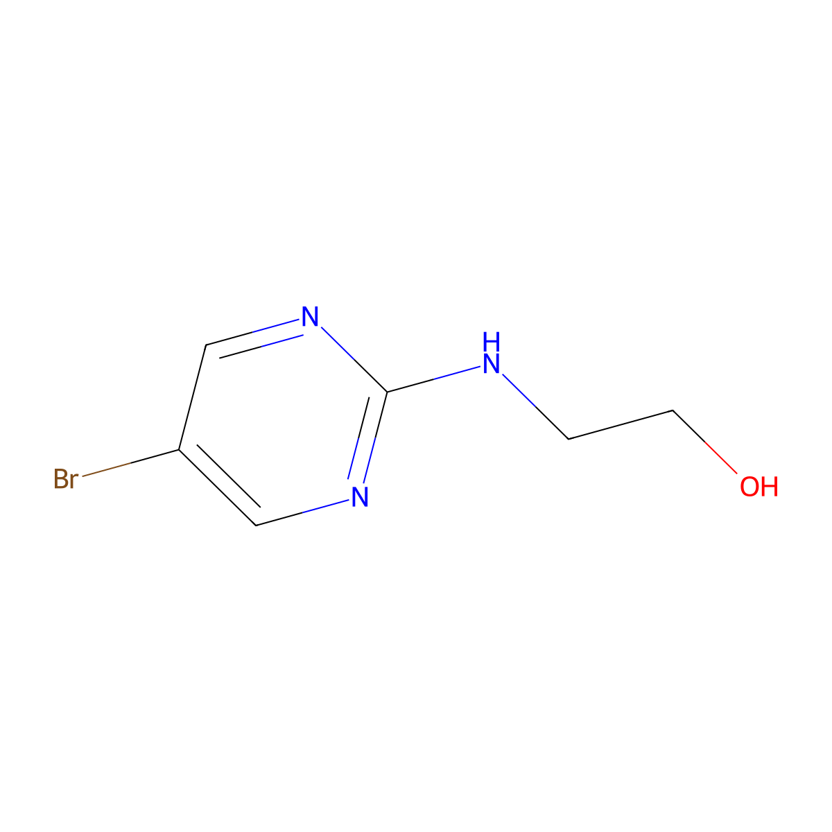 2-((5-Bromopyrimidin-2-yl)amino)ethanol molecular structure, CAS 1187386-42-0