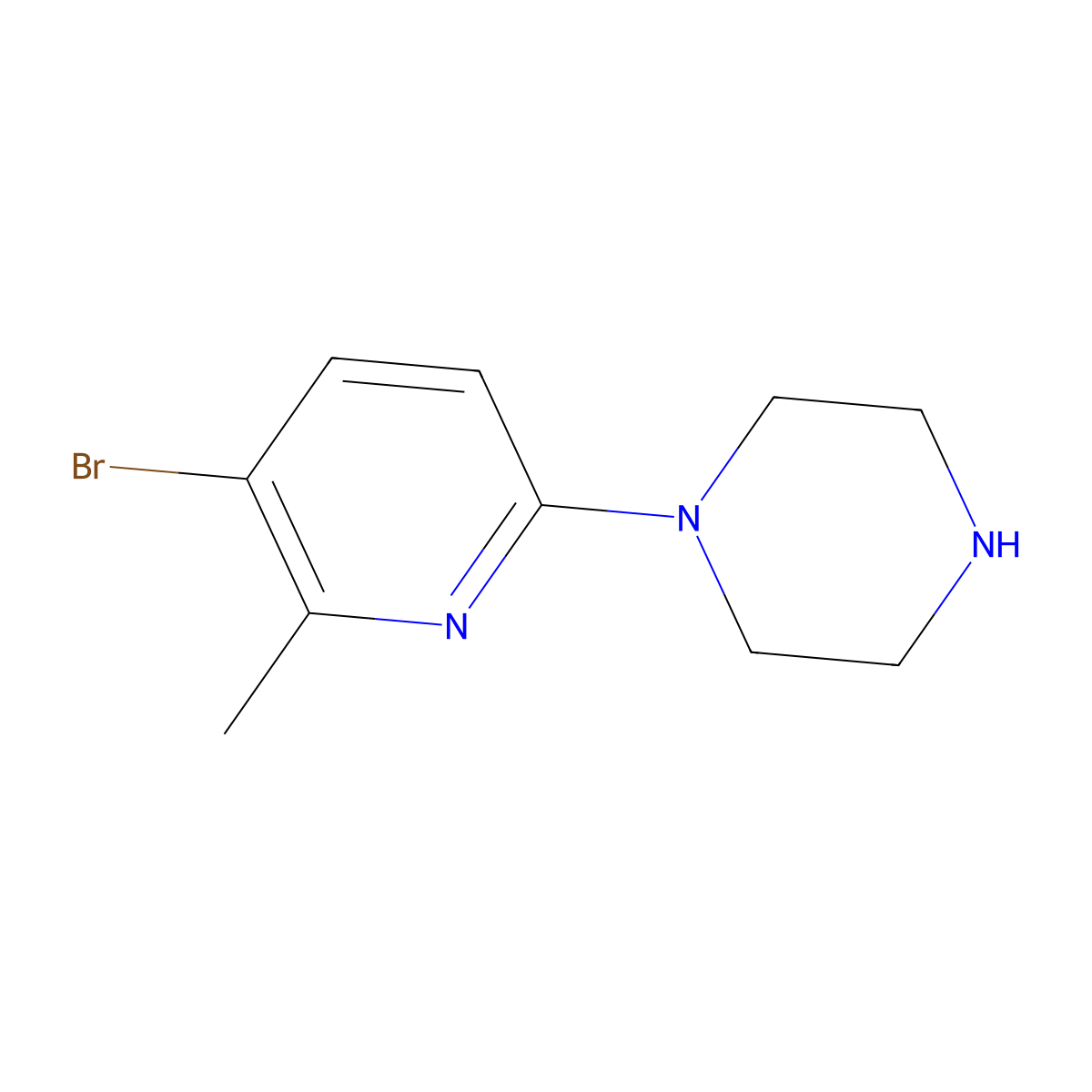 1-(5-Bromo-6-methylpyridin-2-yl)piperazine molecular structure, CAS 1187395-71-6