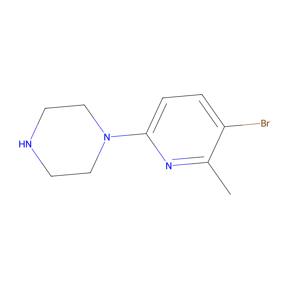 1-(5-Bromo-6-methylpyridin-2-yl)piperazine molecular structure, CAS 1187395-71-6