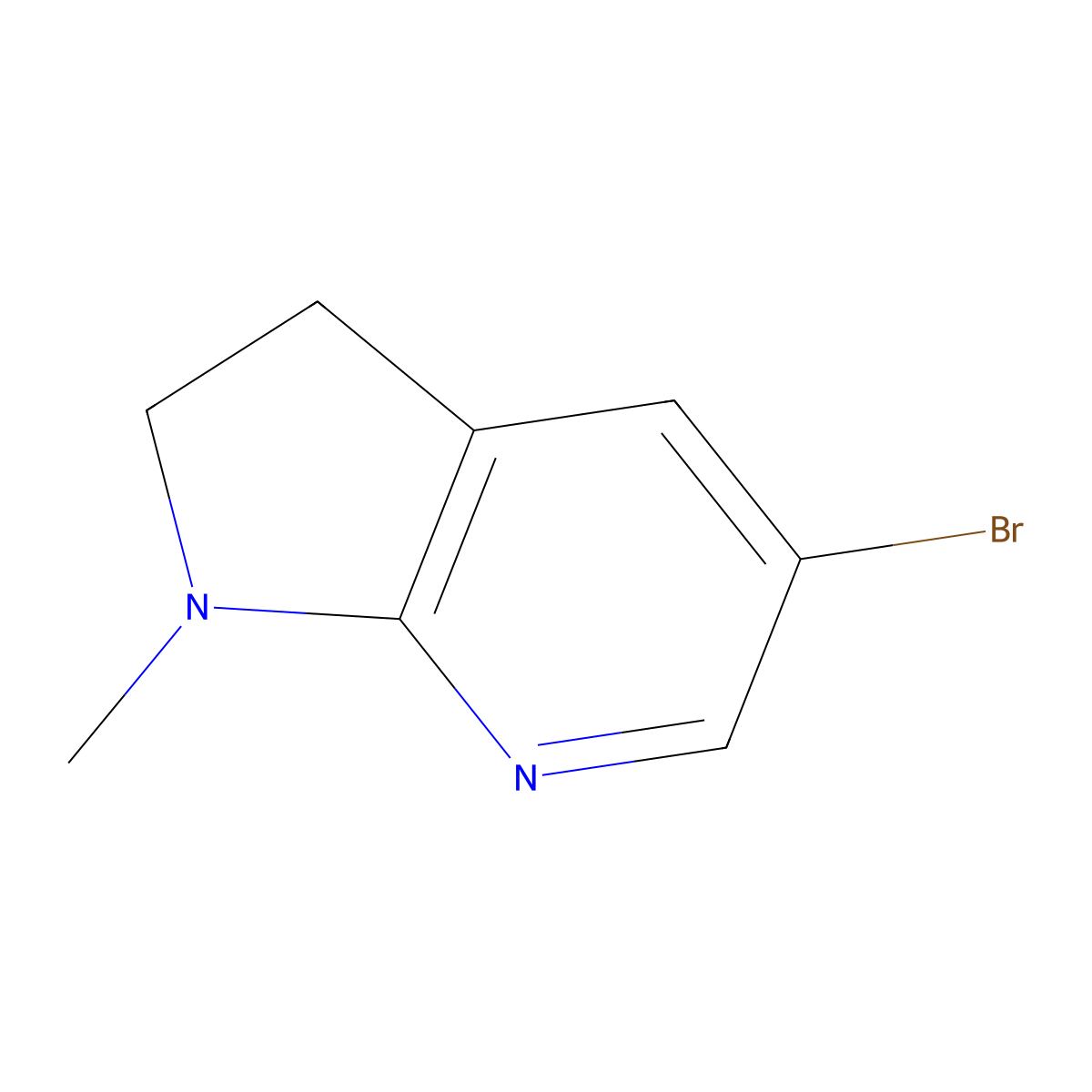 5-bromo-1-methyl-1H,2H,3H-pyrrolo(2,3-b)pyridine molecular structure, CAS 1187421-56-2
