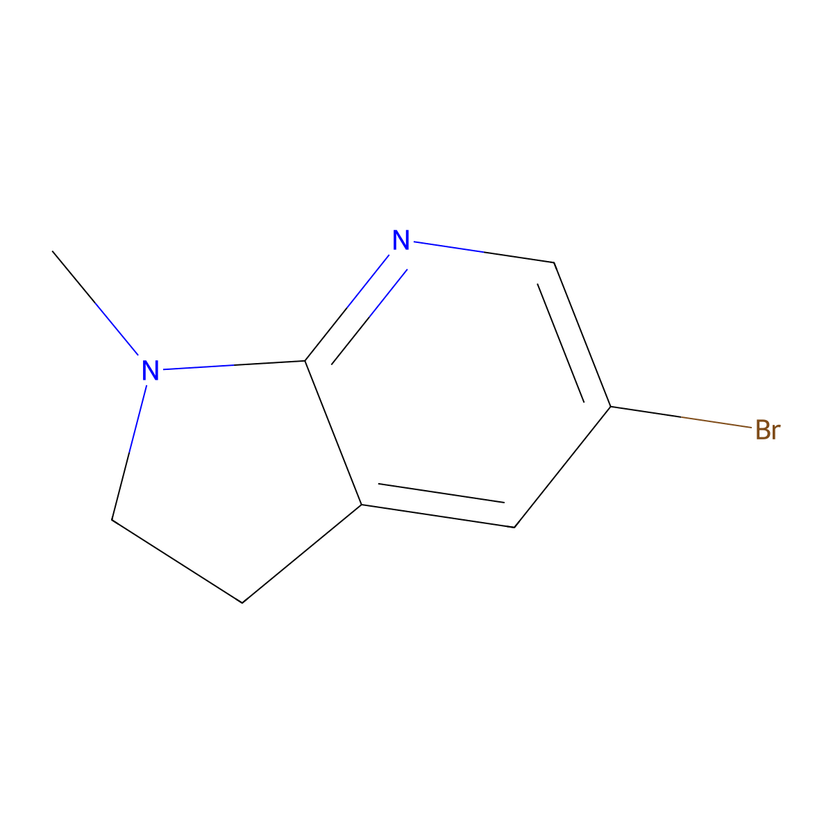 5-bromo-1-methyl-1H,2H,3H-pyrrolo(2,3-b)pyridine molecular structure, CAS 1187421-56-2