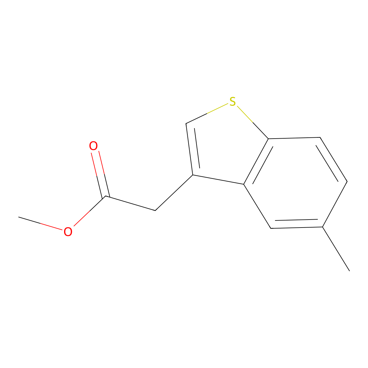 Benzo[b]thiophene-3-acetic acid, 5-methyl-, methyl ester molecular structure, CAS 118743-12-7