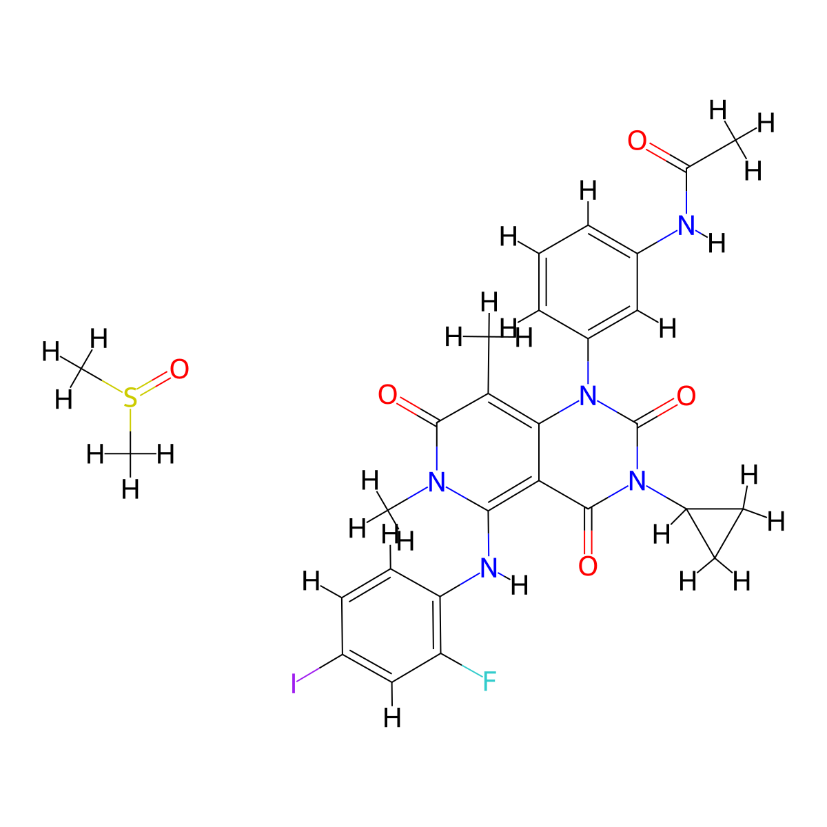Trametinib Dimethyl Sulfoxide molecular structure, CAS 1187431-43-1