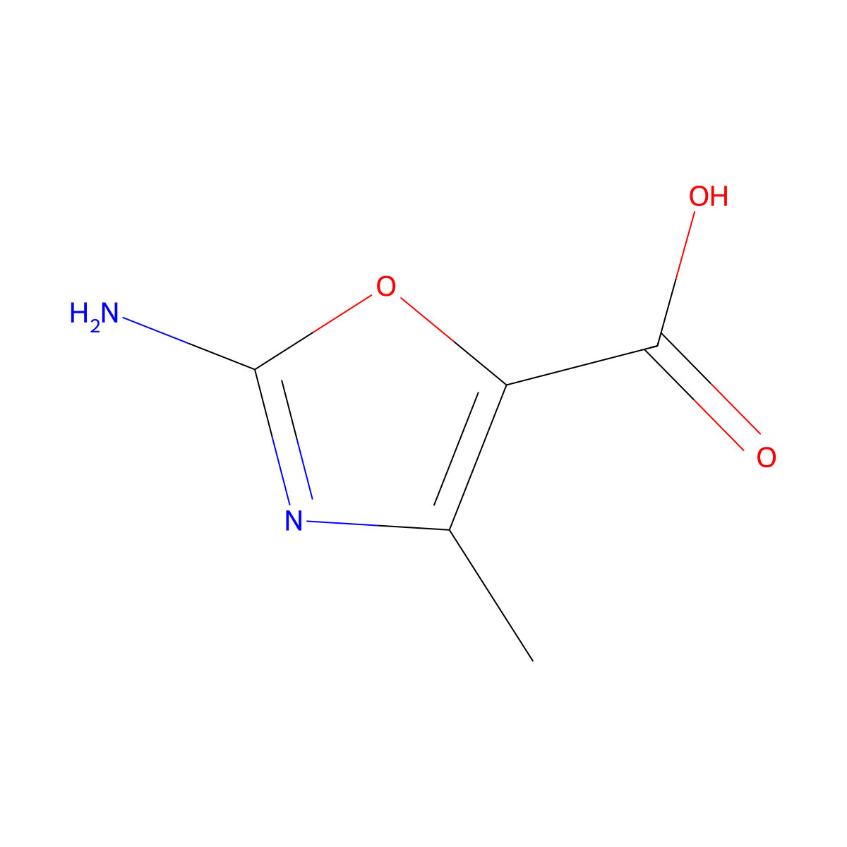 2-Amino-4-methyl-1,3-oxazole-5-carboxylic acid molecular structure, CAS 1187436-94-7