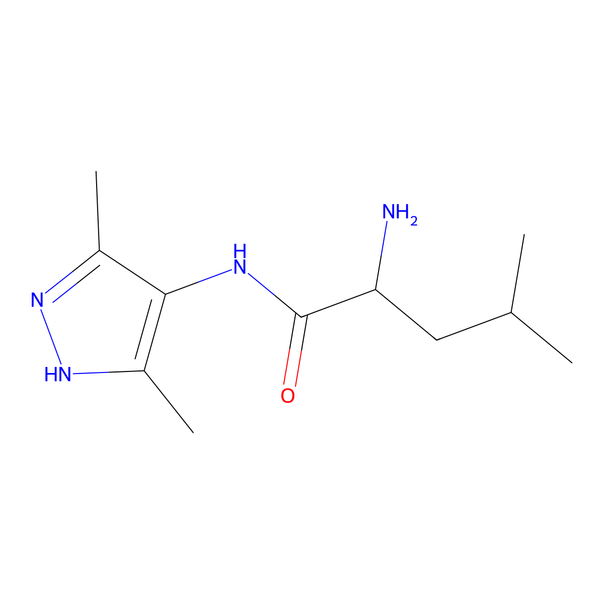 2-amino-N-(3,5-dimethyl-1H-pyrazol-4-yl)-4-methylpentanamide molecular structure, CAS 1187446-13-4