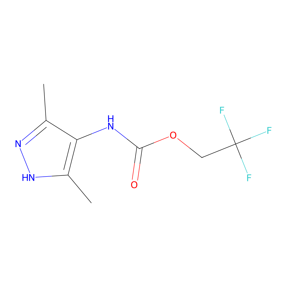 2,2,2-trifluoroethyl N-(3,5-dimethyl-1H-pyrazol-4-yl)carbamate molecular structure, CAS 1187446-51-0