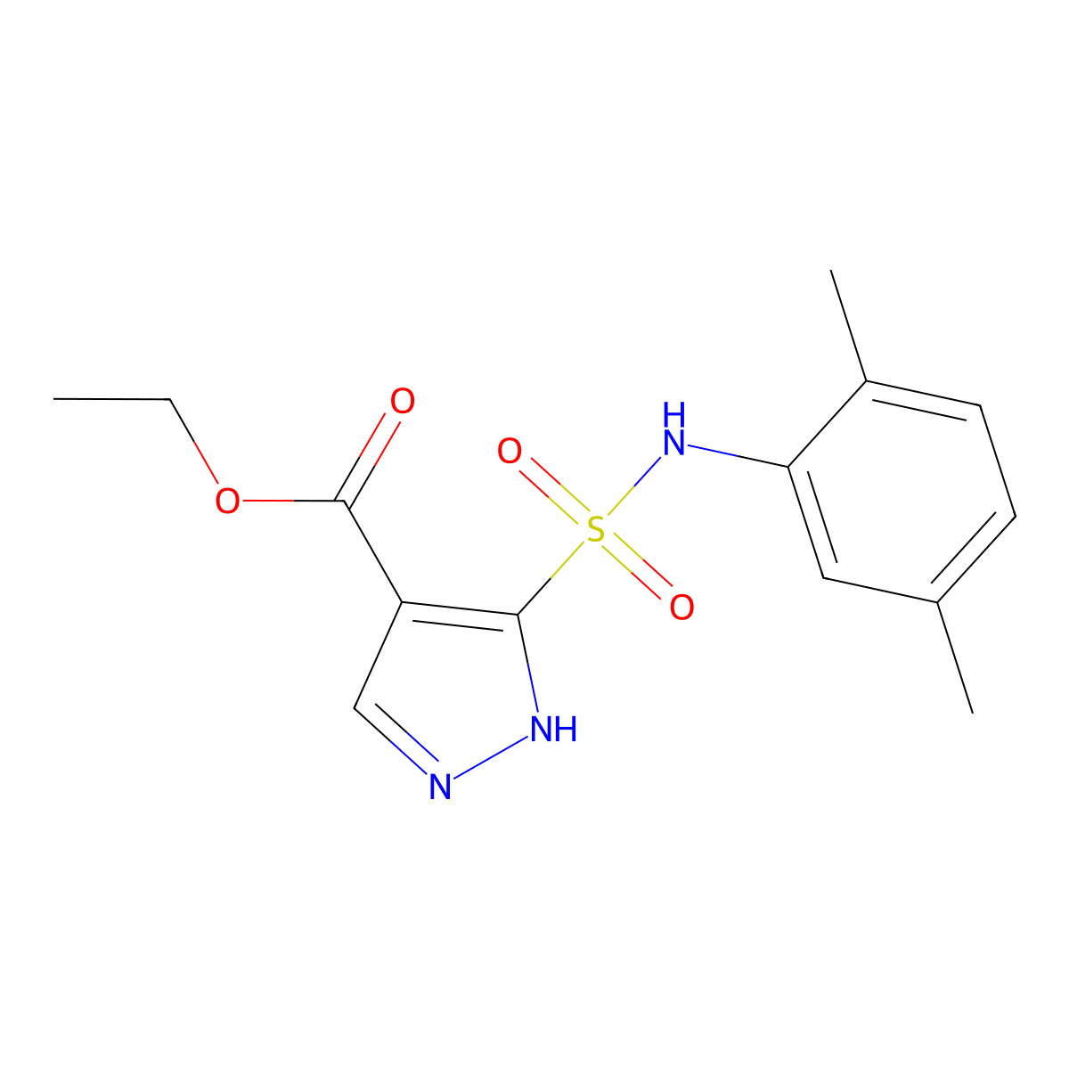 ethyl 5-[(2,5-dimethylphenyl)sulfamoyl]-1H-pyrazole-4-carboxylate molecular structure, CAS 1187446-60-1