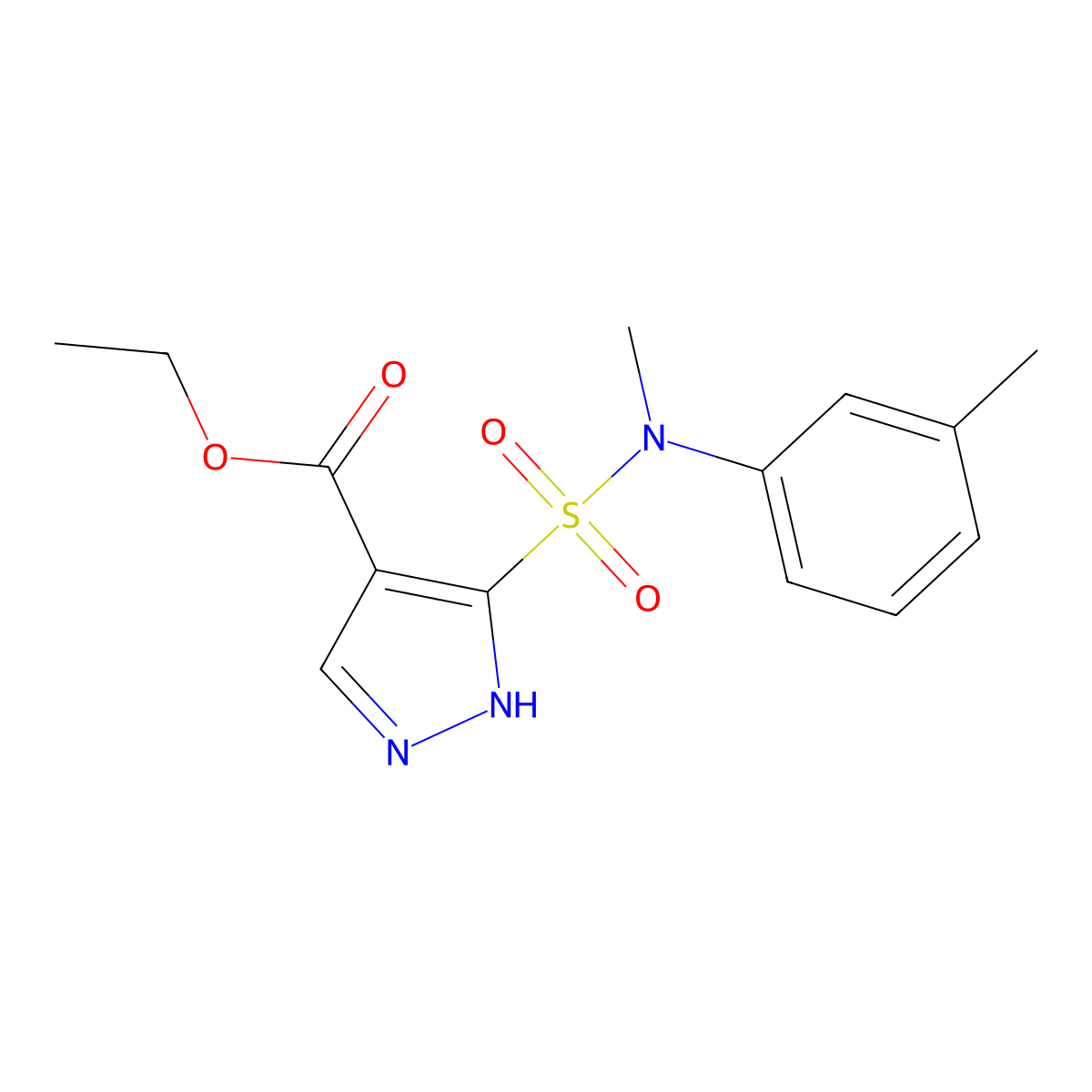 ethyl 5-[methyl(3-methylphenyl)sulfamoyl]-1H-pyrazole-4-carboxylate molecular structure, CAS 1187446-61-2