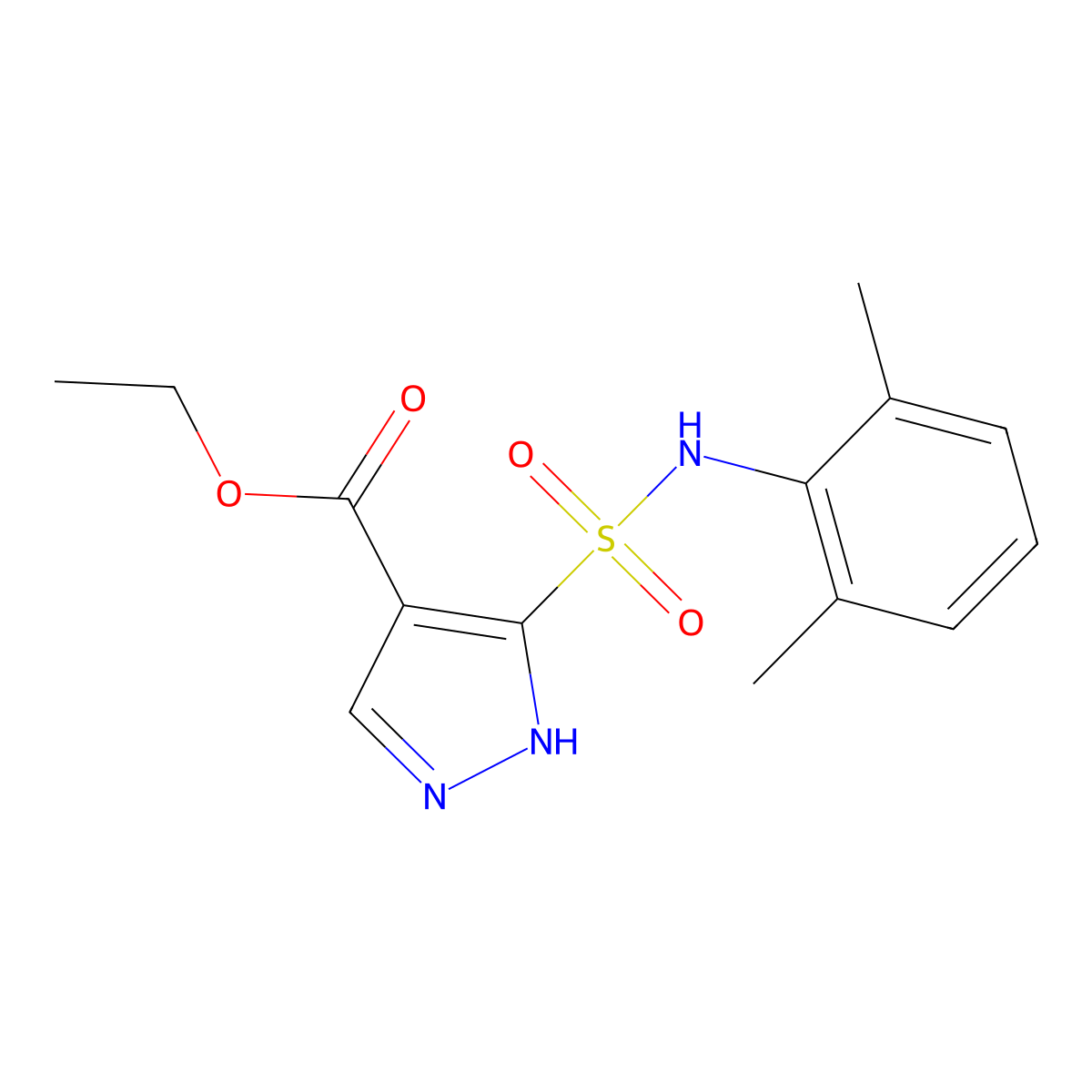 ethyl 5-[(2,6-dimethylphenyl)sulfamoyl]-1H-pyrazole-4-carboxylate molecular structure, CAS 1187446-90-7