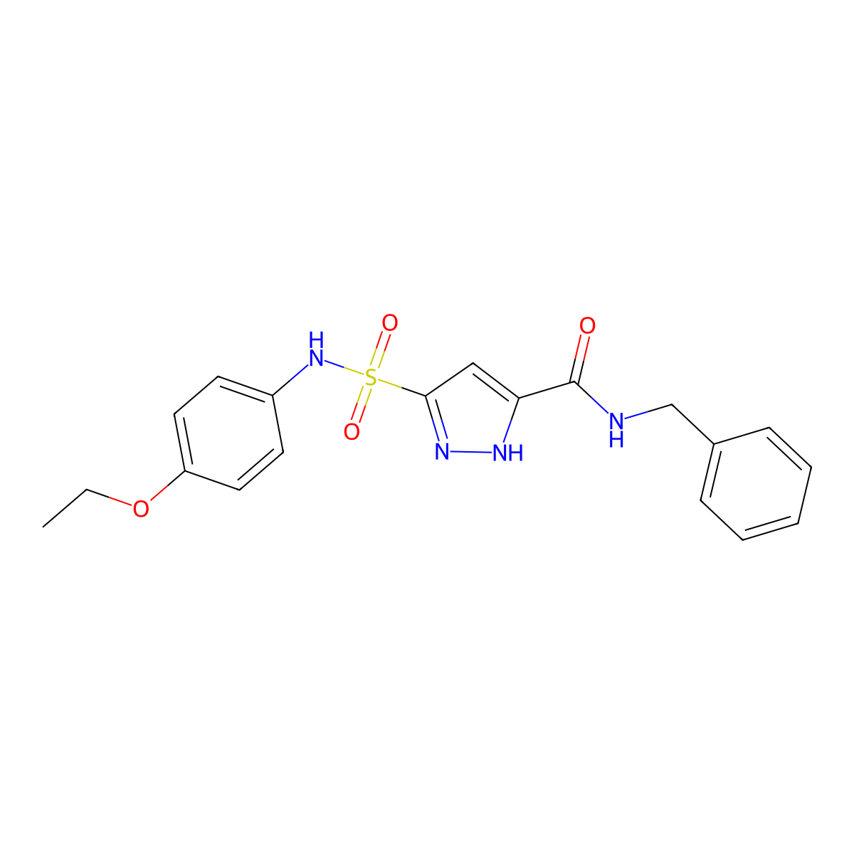 N-benzyl-3-[(4-ethoxyphenyl)sulfamoyl]-1H-pyrazole-5-carboxamide molecular structure, CAS 1187447-08-0