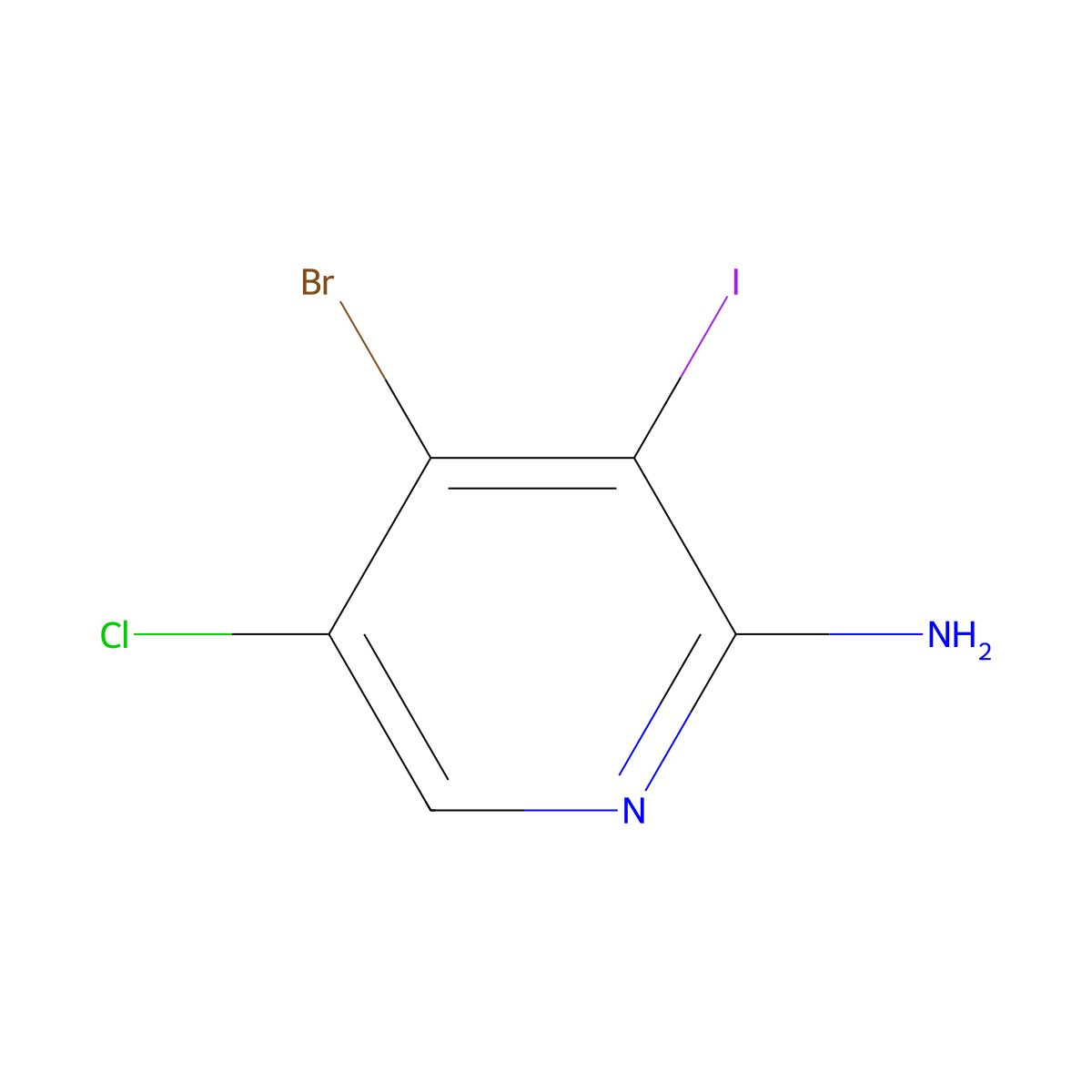 4-Bromo-5-chloro-3-iodopyridin-2-amine molecular structure, CAS 1187449-04-2