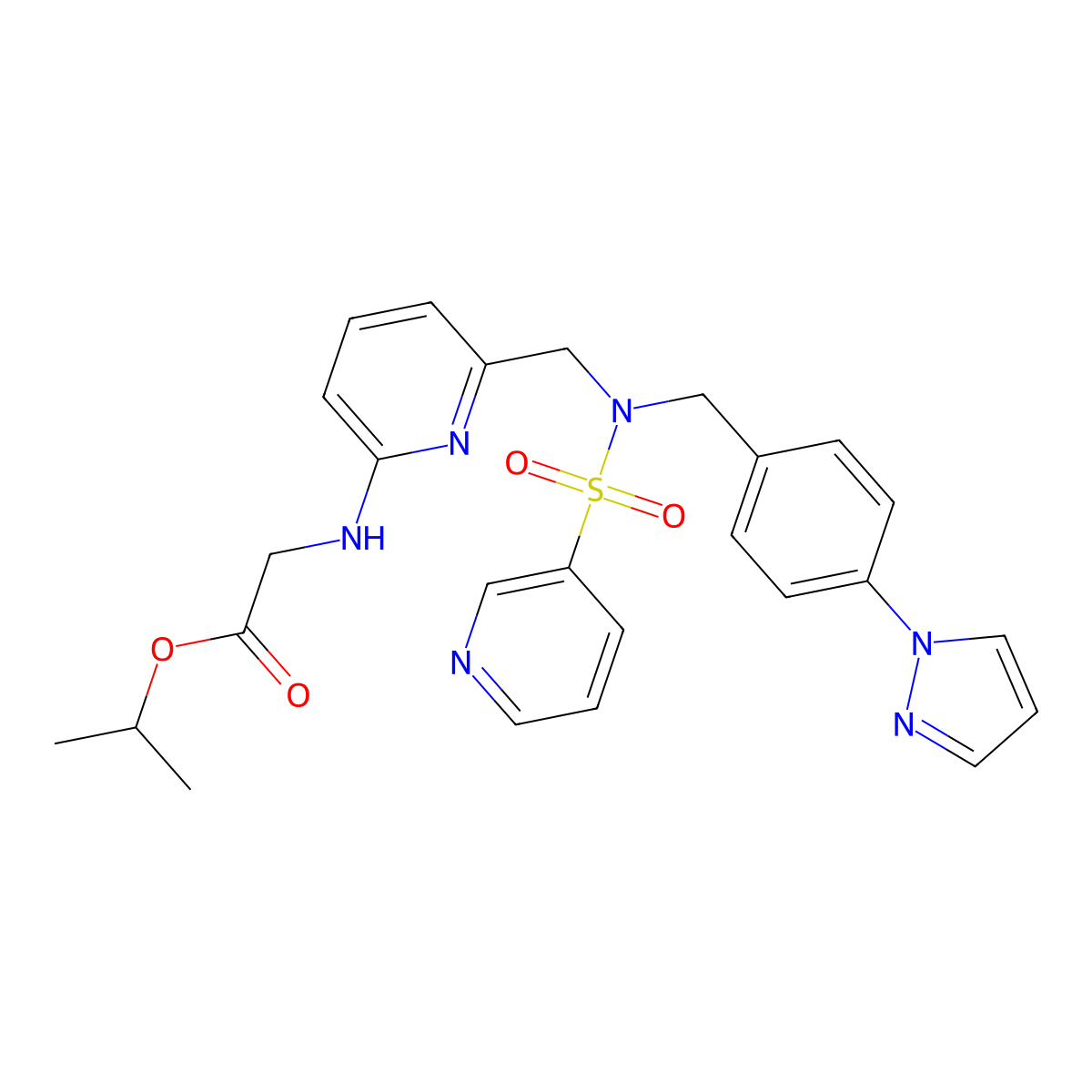N-(6-((((4-(1H-Pyrazol-1-yl)phenyl)methyl)(3-pyridinylsulfonyl)amino)methyl)-2-pyridinyl)glycine 1-methylethyl ester molecular structure, CAS 1187451-19-9