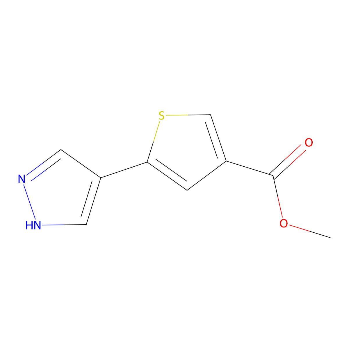 methyl 5-(1H-pyrazol-4-yl)thiophene-3-carboxylate molecular structure, CAS 1187468-01-4