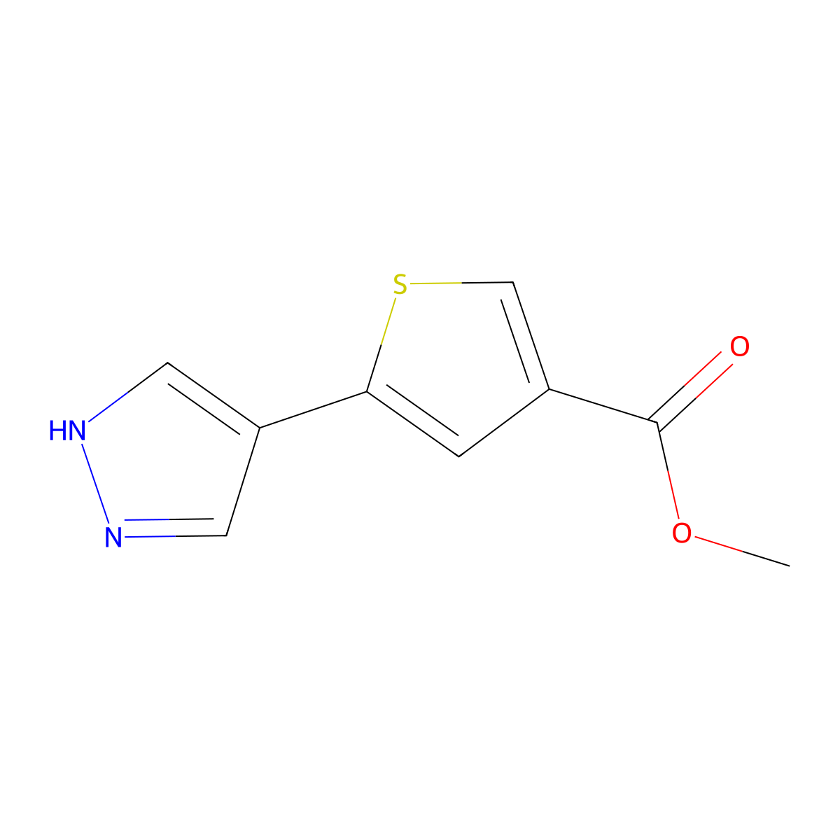 methyl 5-(1H-pyrazol-4-yl)thiophene-3-carboxylate molecular structure, CAS 1187468-01-4