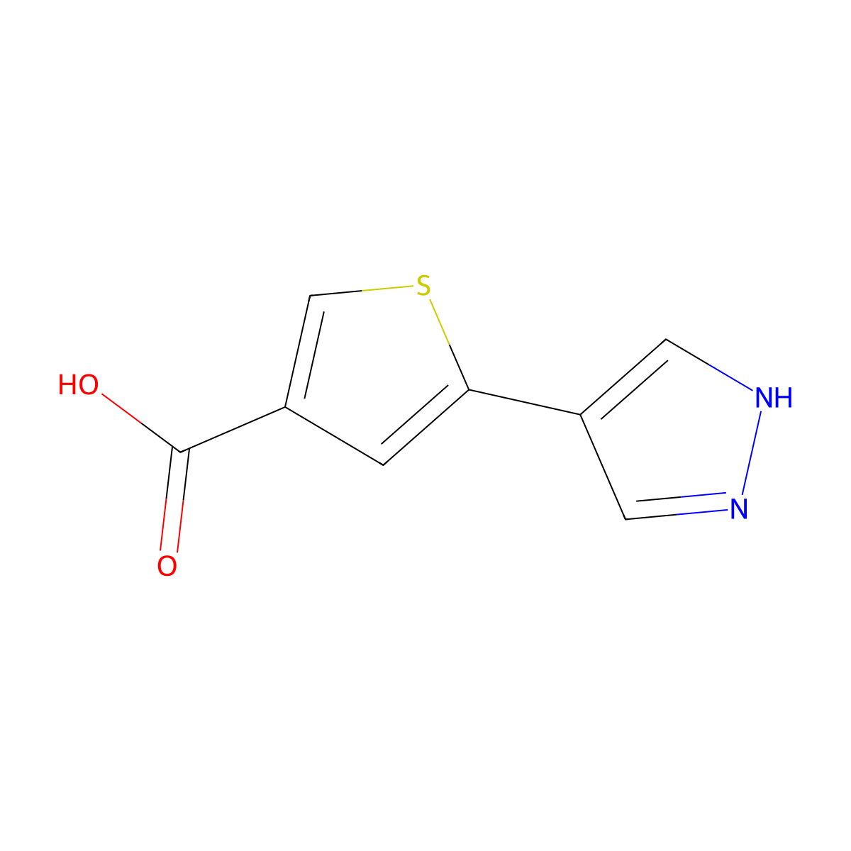 5-(1H-Pyrazol-4-YL)thiophene-3-carboxylic acid molecular structure, CAS 1187468-02-5