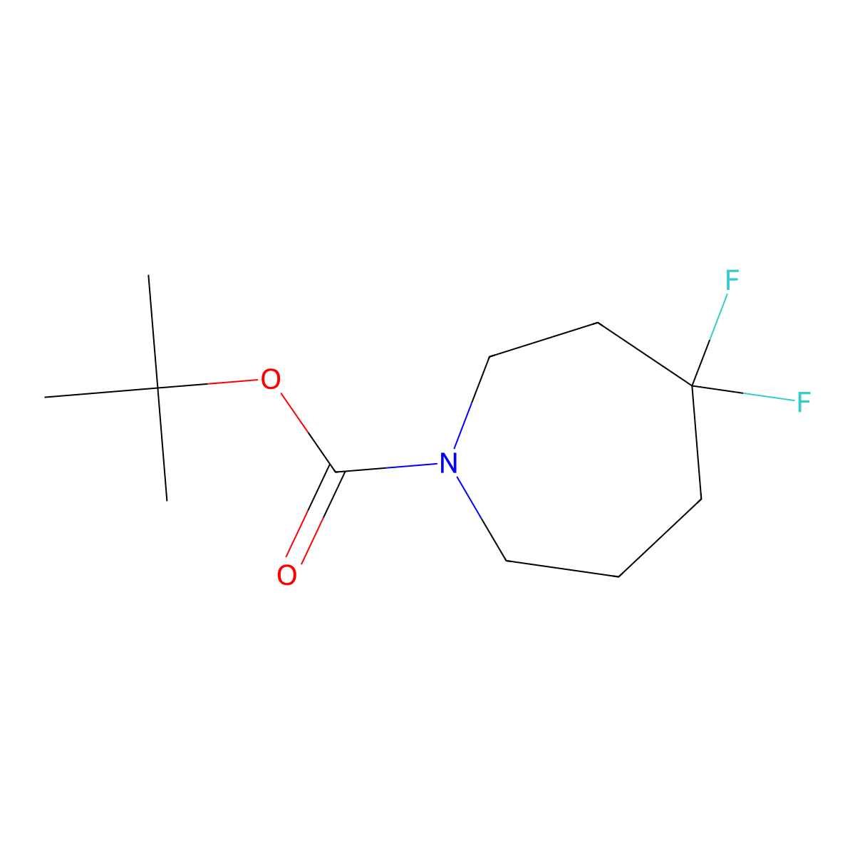 Tert-butyl 4,4-difluoroazepane-1-carboxylate molecular structure, CAS 1187468-03-6