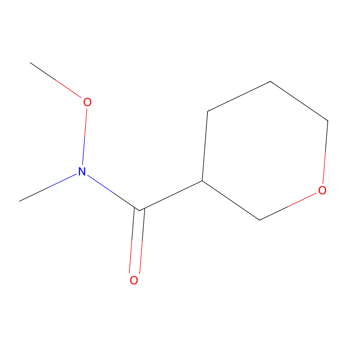 N-methoxy-N-methyloxane-3-carboxamide molecular structure, CAS 1187468-61-6