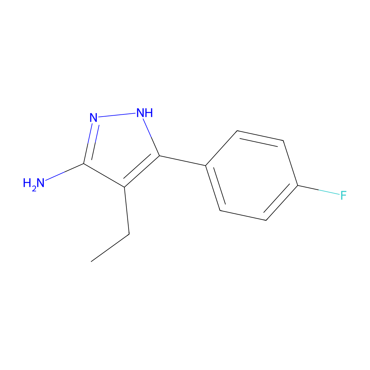 4-ethyl-5-(4-fluorophenyl)-1H-pyrazol-3-amine molecular structure, CAS 1187560-99-1
