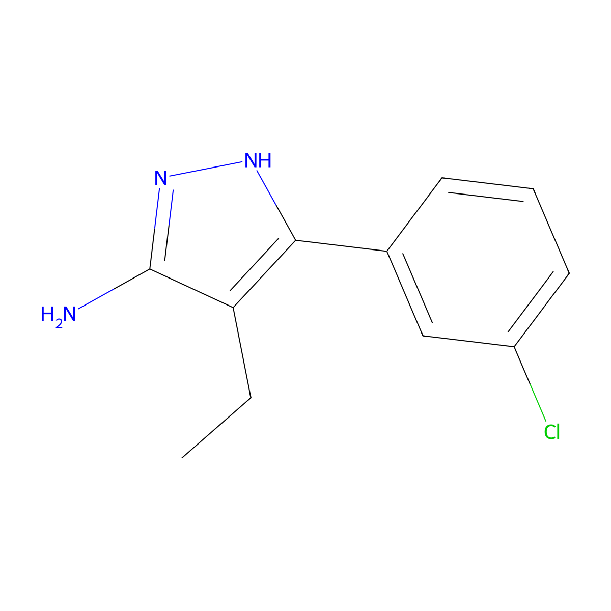 3-(3-Chlorophenyl)-4-ethyl-1h-pyrazol-5-amine molecular structure, CAS 1187561-04-1