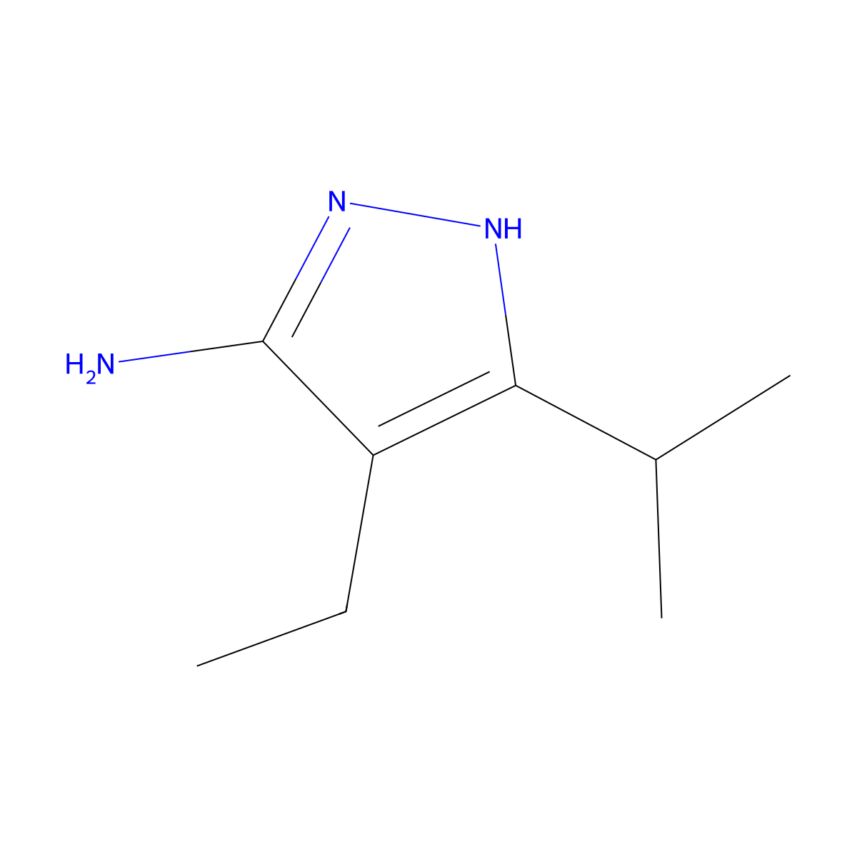 4-Ethyl-3-(propan-2-YL)-1H-pyrazol-5-amine molecular structure, CAS 1187561-23-4