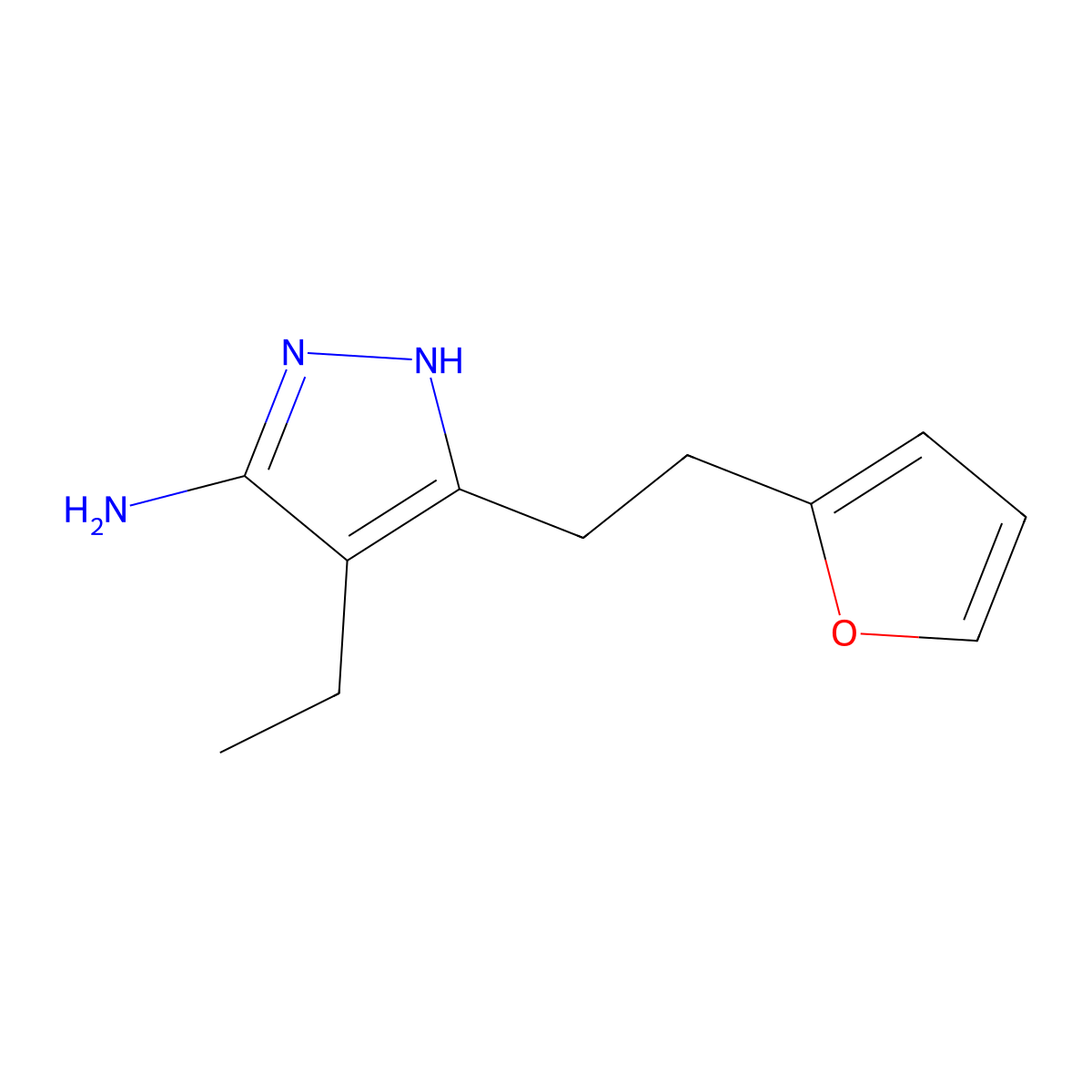 4-Ethyl-3-(2-(furan-2-yl)ethyl)-1h-pyrazol-5-amine molecular structure, CAS 1187561-30-3