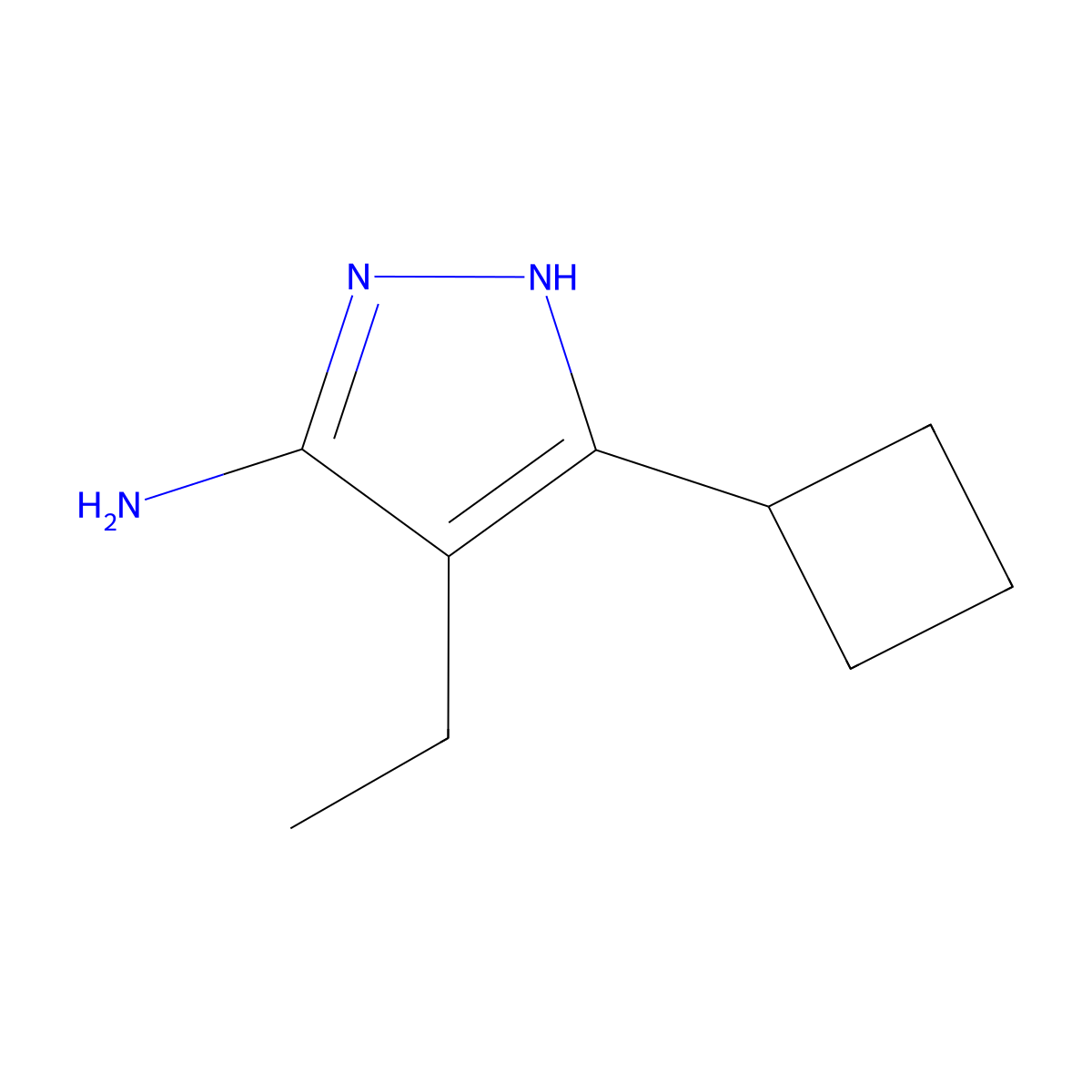 3-Cyclobutyl-4-ethyl-1H-pyrazol-5-amine molecular structure, CAS 1187561-32-5