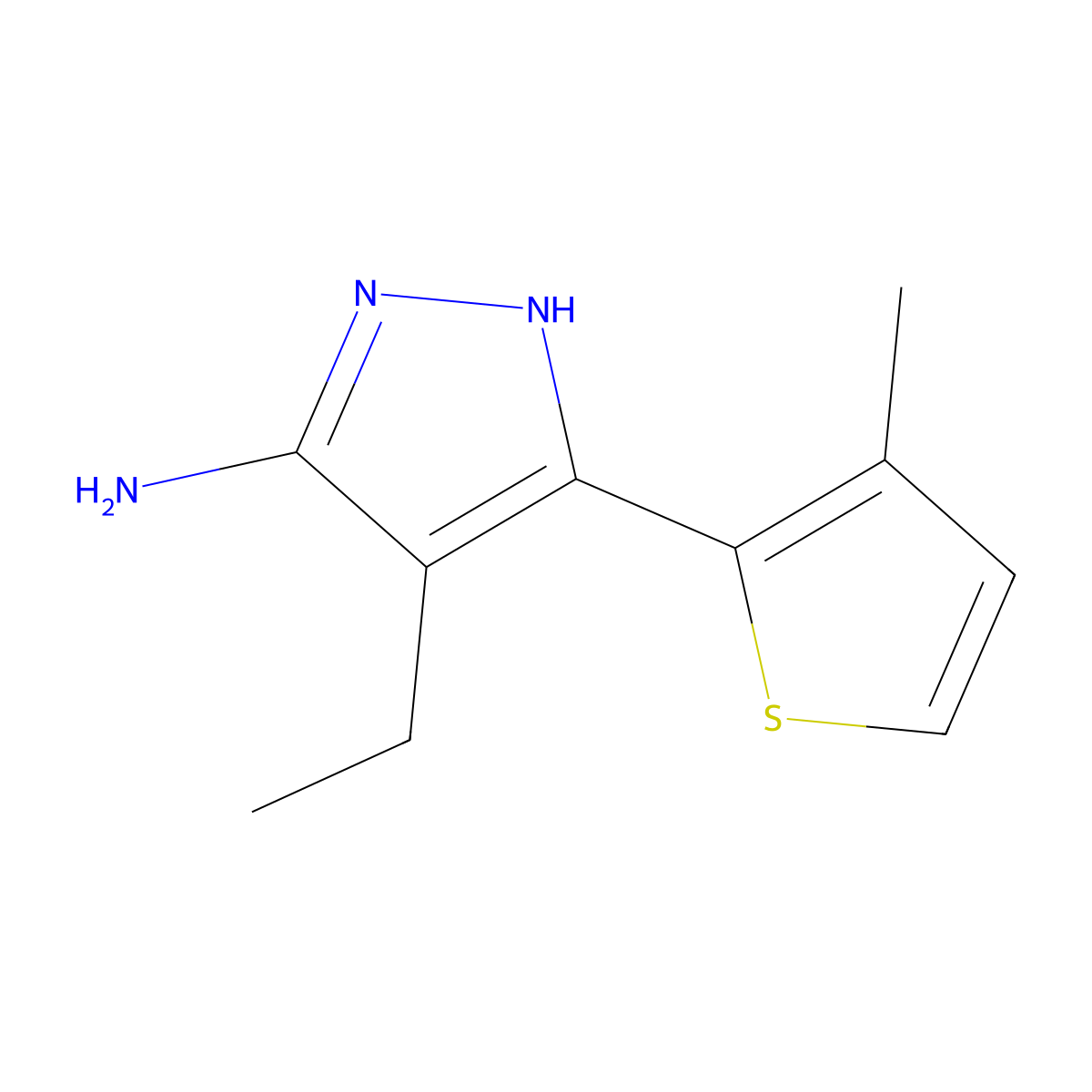 4-ethyl-3-(3-methylthiophen-2-yl)-1H-pyrazol-5-amine molecular structure, CAS 1187561-36-9