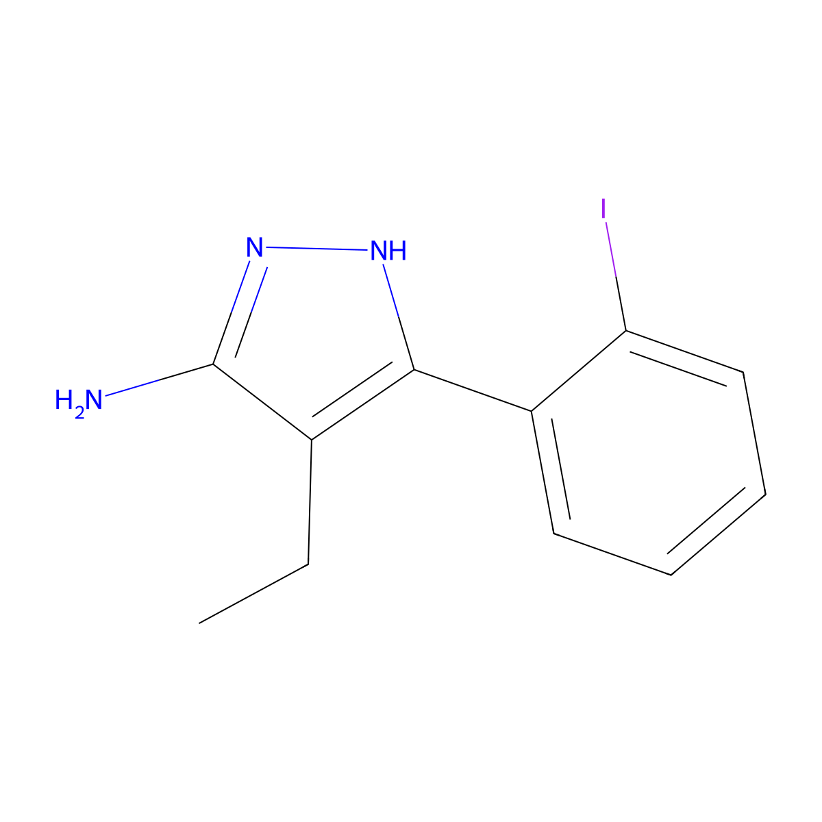 4-Ethyl-3-(2-iodophenyl)-1h-pyrazol-5-amine molecular structure, CAS 1187561-46-1
