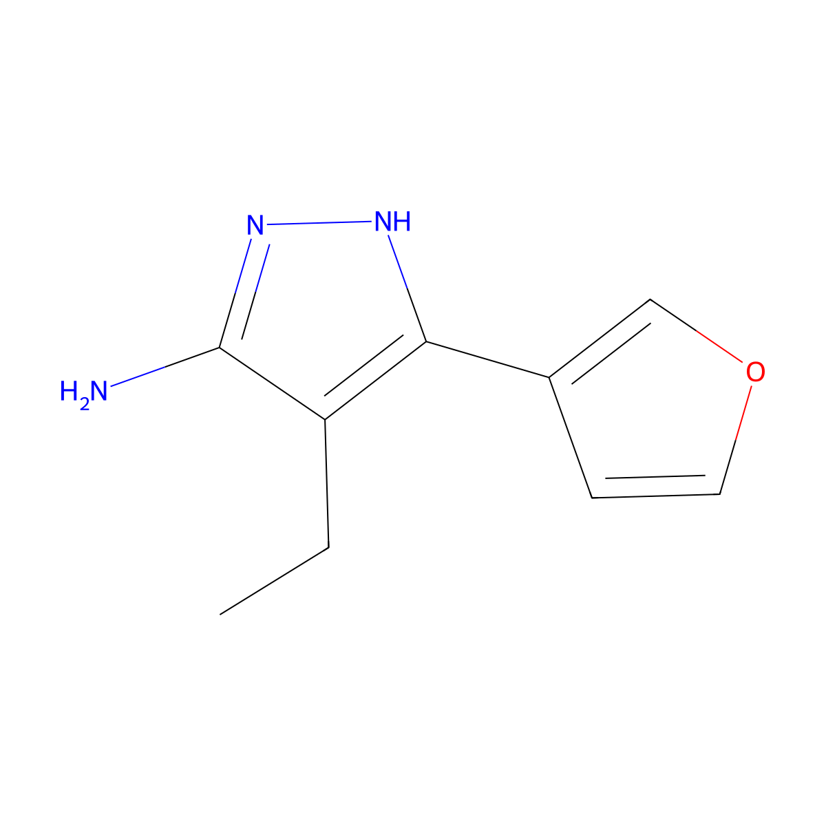 4-Ethyl-3-(furan-3-YL)-1H-pyrazol-5-amine molecular structure, CAS 1187561-49-4