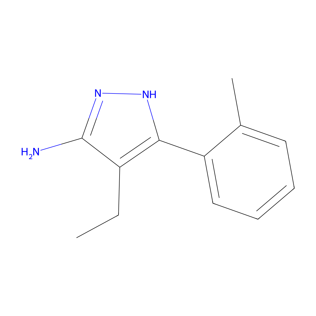 4-Ethyl-3-(2-methylphenyl)-1H-pyrazol-5-amine molecular structure, CAS 1187561-50-7