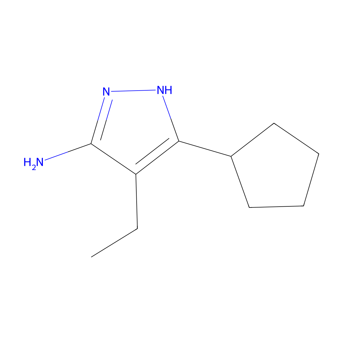 3-Cyclopentyl-4-ethyl-1H-pyrazol-5-amine molecular structure, CAS 1187561-76-7