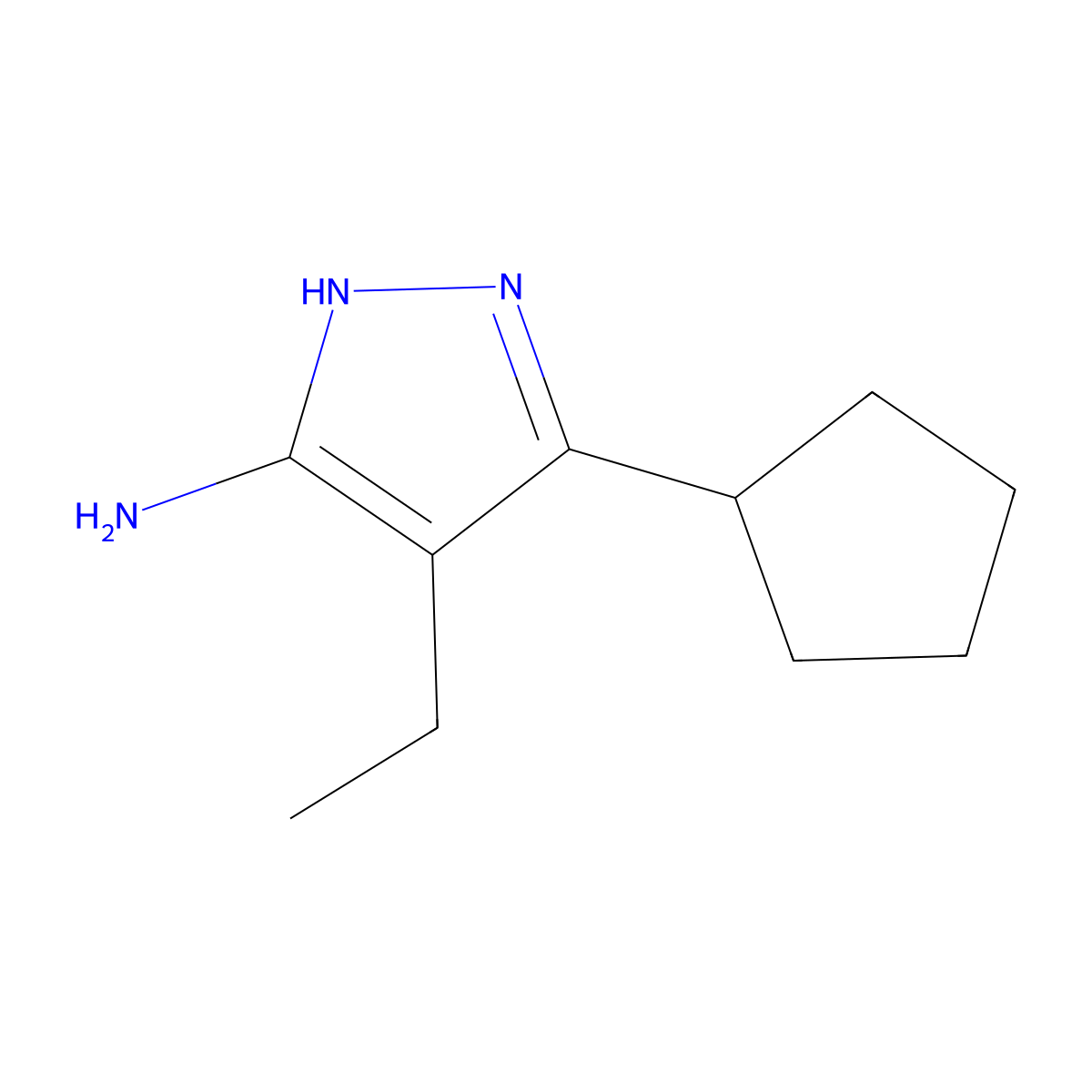 3-Cyclopentyl-4-ethyl-1H-pyrazol-5-amine molecular structure, CAS 1187561-76-7