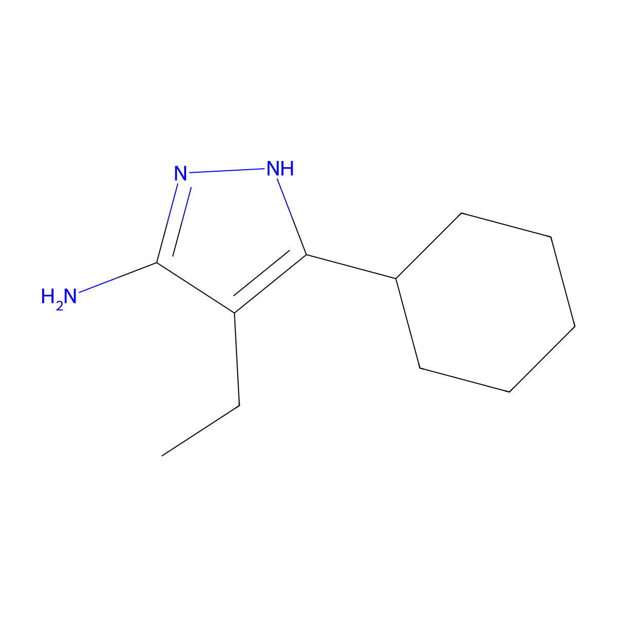 3-Cyclohexyl-4-ethyl-1H-pyrazol-5-amine molecular structure, CAS 1187561-78-9