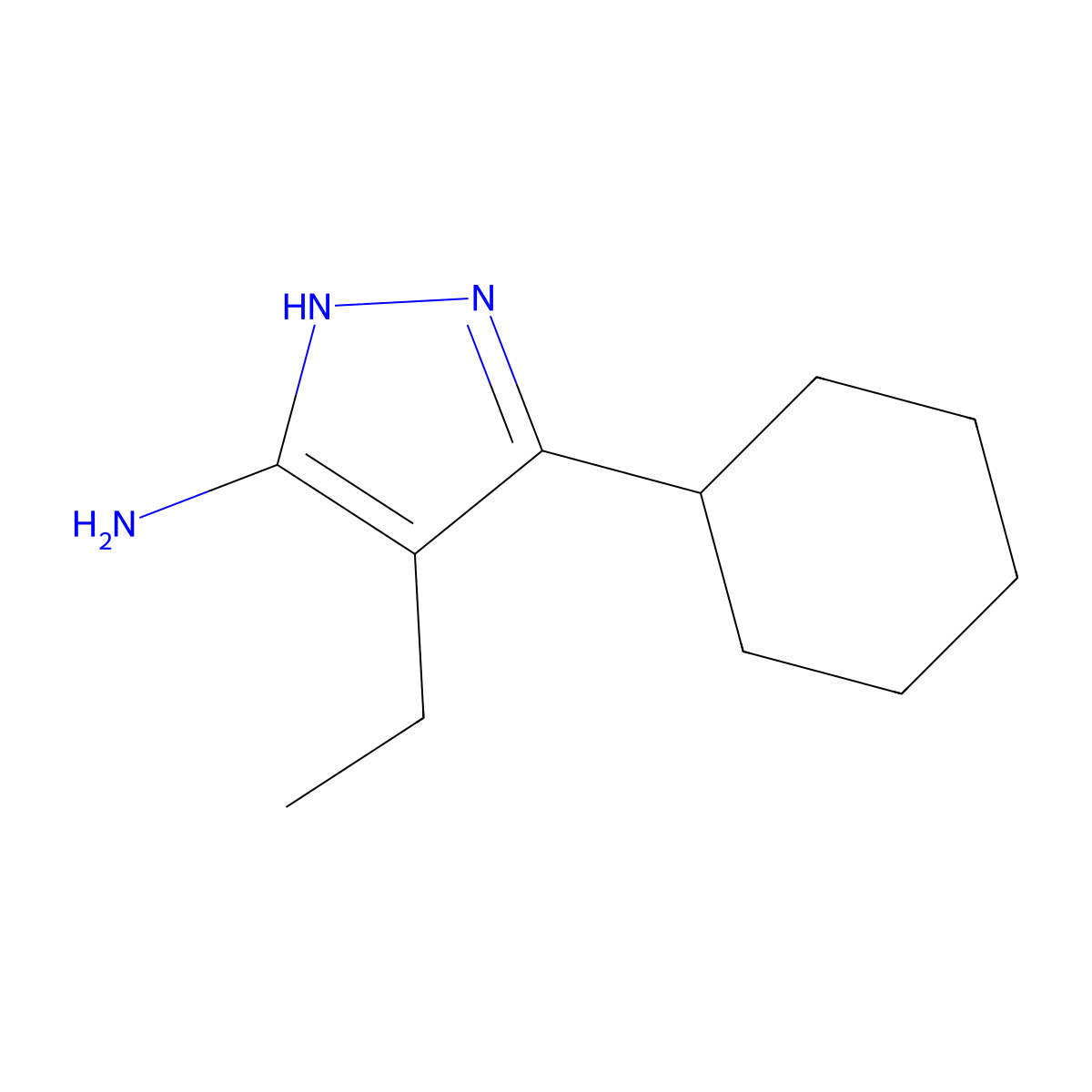 3-Cyclohexyl-4-ethyl-1H-pyrazol-5-amine molecular structure, CAS 1187561-78-9