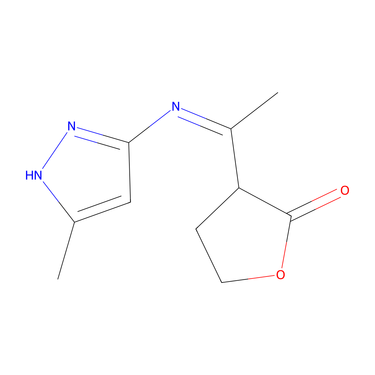 3-[(3-methyl-1H-pyrazol-5-yl)ethanimidoyl]dihydro-2(3H)-furanone molecular structure, CAS 1187561-96-1