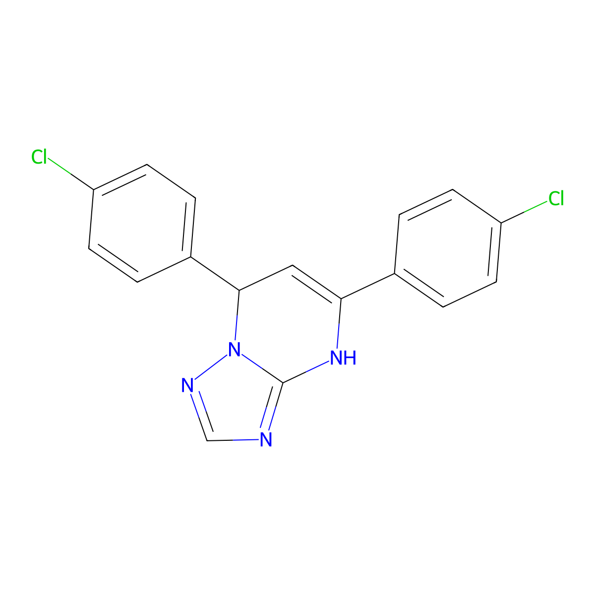 5,7-Bis(4-chlorophenyl)-3,7-dihydro[1,2,4]triazolo[1,5-a]pyrimidine molecular structure, CAS 118757-39-4