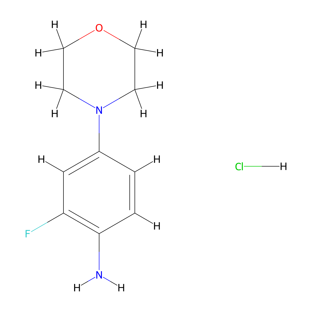 2-Fluoro-4-morpholinoaniline hydrochloride molecular structure, CAS 1187582-49-5