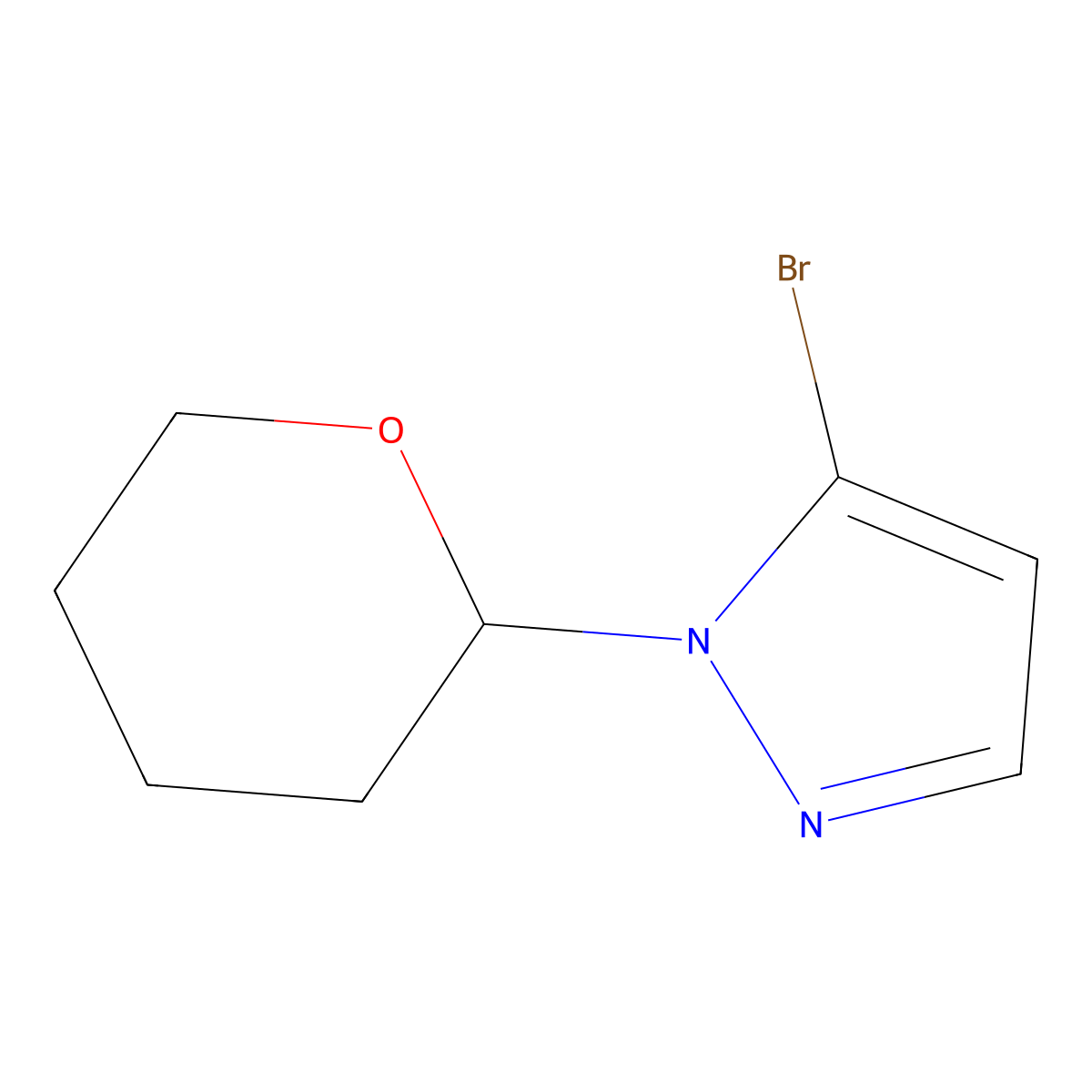 5-bromo-1-(oxan-2-yl)-1H-pyrazole molecular structure, CAS 1187582-58-6