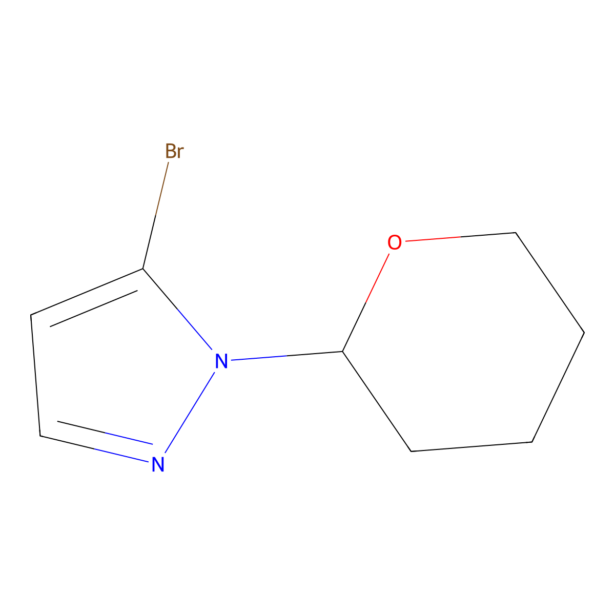 5-bromo-1-(oxan-2-yl)-1H-pyrazole molecular structure, CAS 1187582-58-6